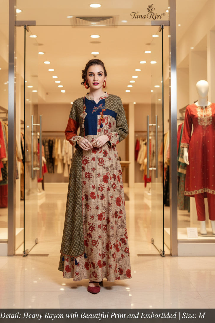 Rayon Party Wear Long Kurti