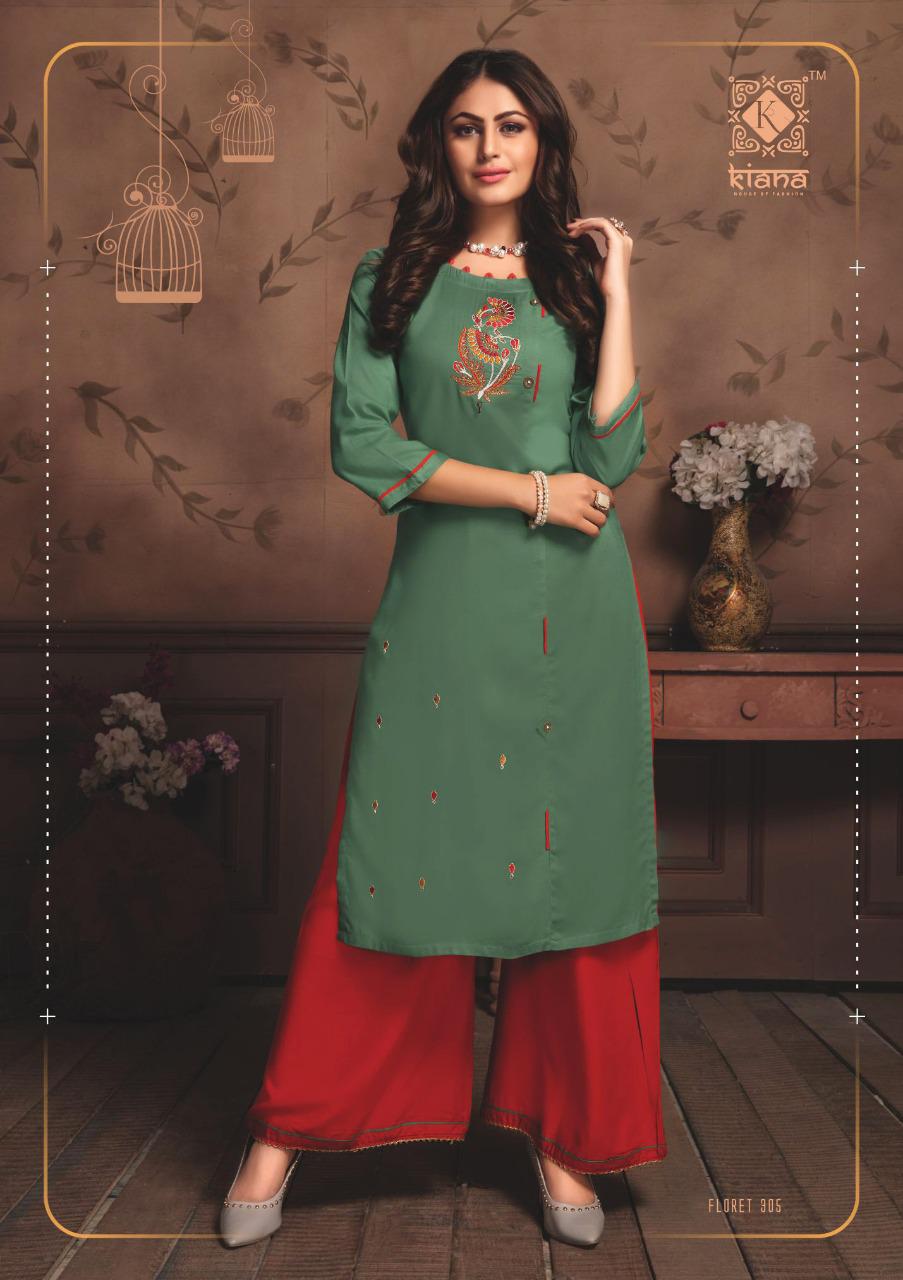 RAYON EMBRODIERD PRINTED KURTI PLAZZO