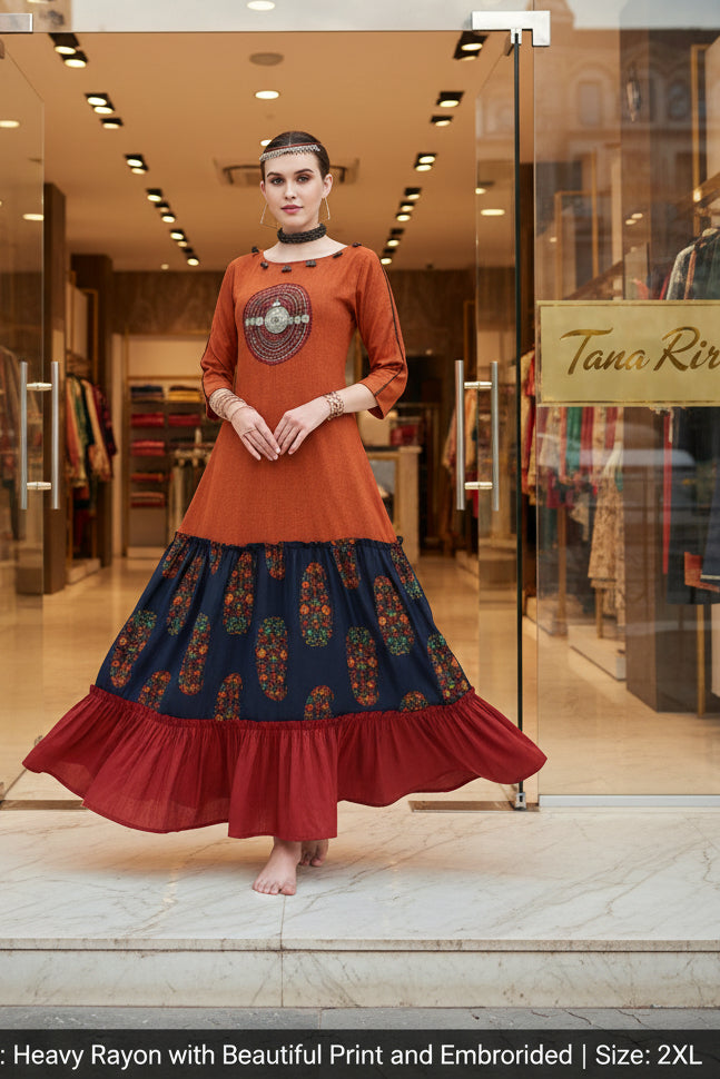 Rayan Embrodried Fancy Long Kurti