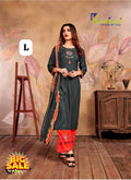 EMBRODIERD KURTI PLAZZO DUPTTA SET