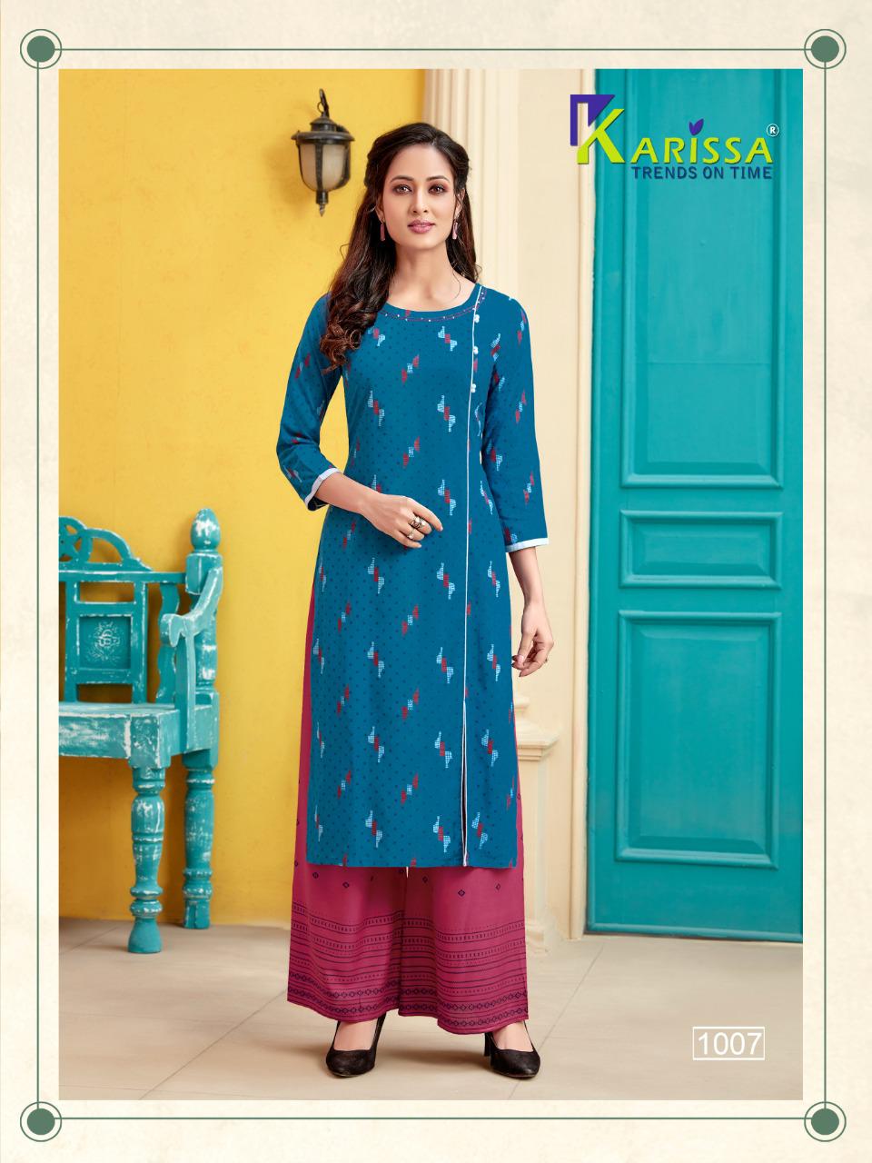 Rayon Embroidered Kurti with Palazzo