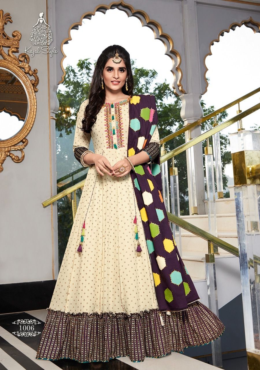 Rayon Embroidery Designer Fancy Long Gown With Duptta