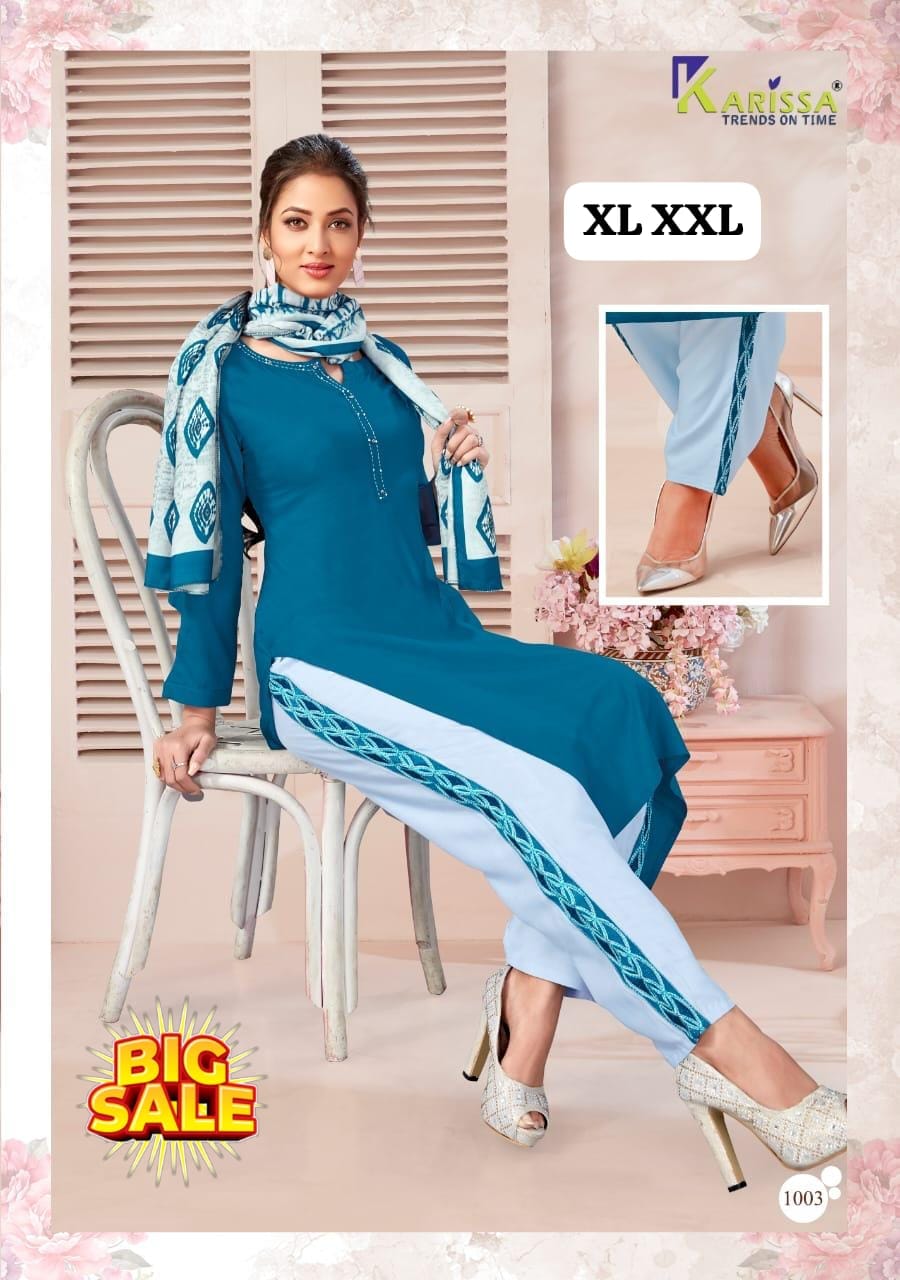 Women's Embroidered Straight Kurti with Pant and Dupatta Set