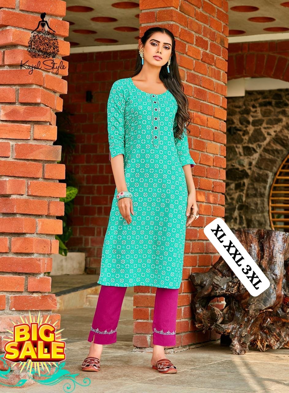Rayon Embrodierd Printed Kurti Pant set