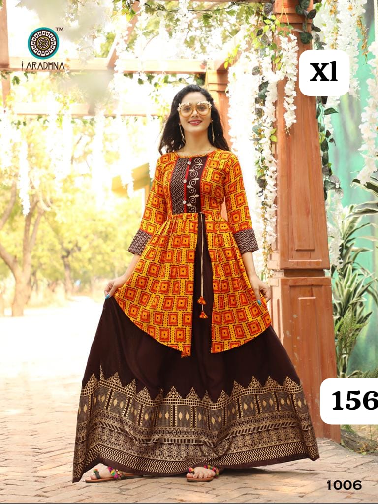 Embroidery Heavy Rayon Printed Gown