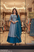 Elegant Embroidered Flared Anarkali Kurti with Dupatta & Layered Skirt