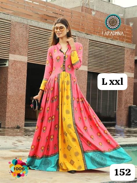 Embroidery Heavy Rayon Printed Gown