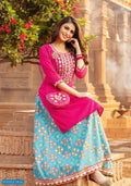 KIANA EMBRODIED HEAVY RAYON KURTI WITH SKIRT