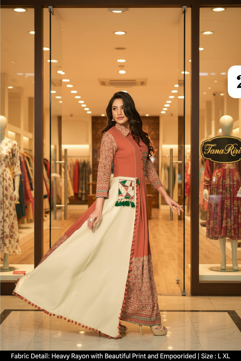 Cotton long flair kurti