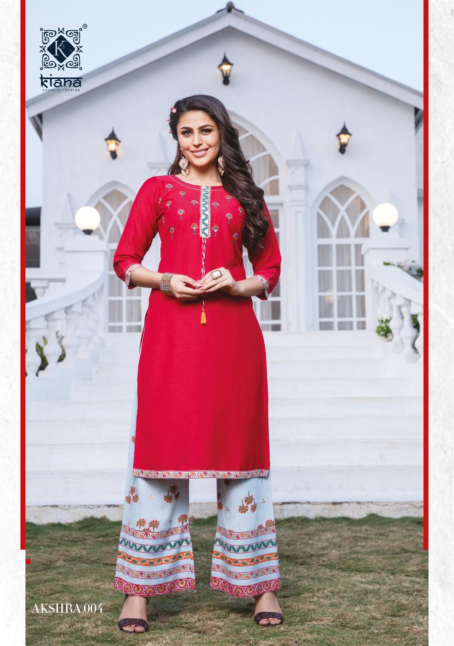 KIANA EMBRODIERD PRINT RAYON KURTI AND PLAZZO