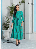 Rayon Foil Printed A-Line Kurti  3/4 Sleeves XL Size