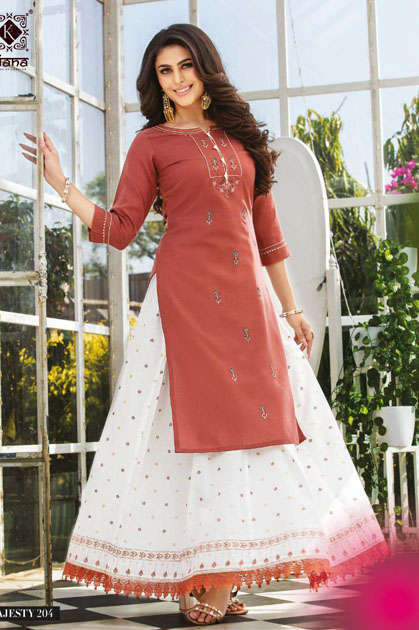 KIANA PURE RAYON EMBRODIERD KURTI WITH SHARARA