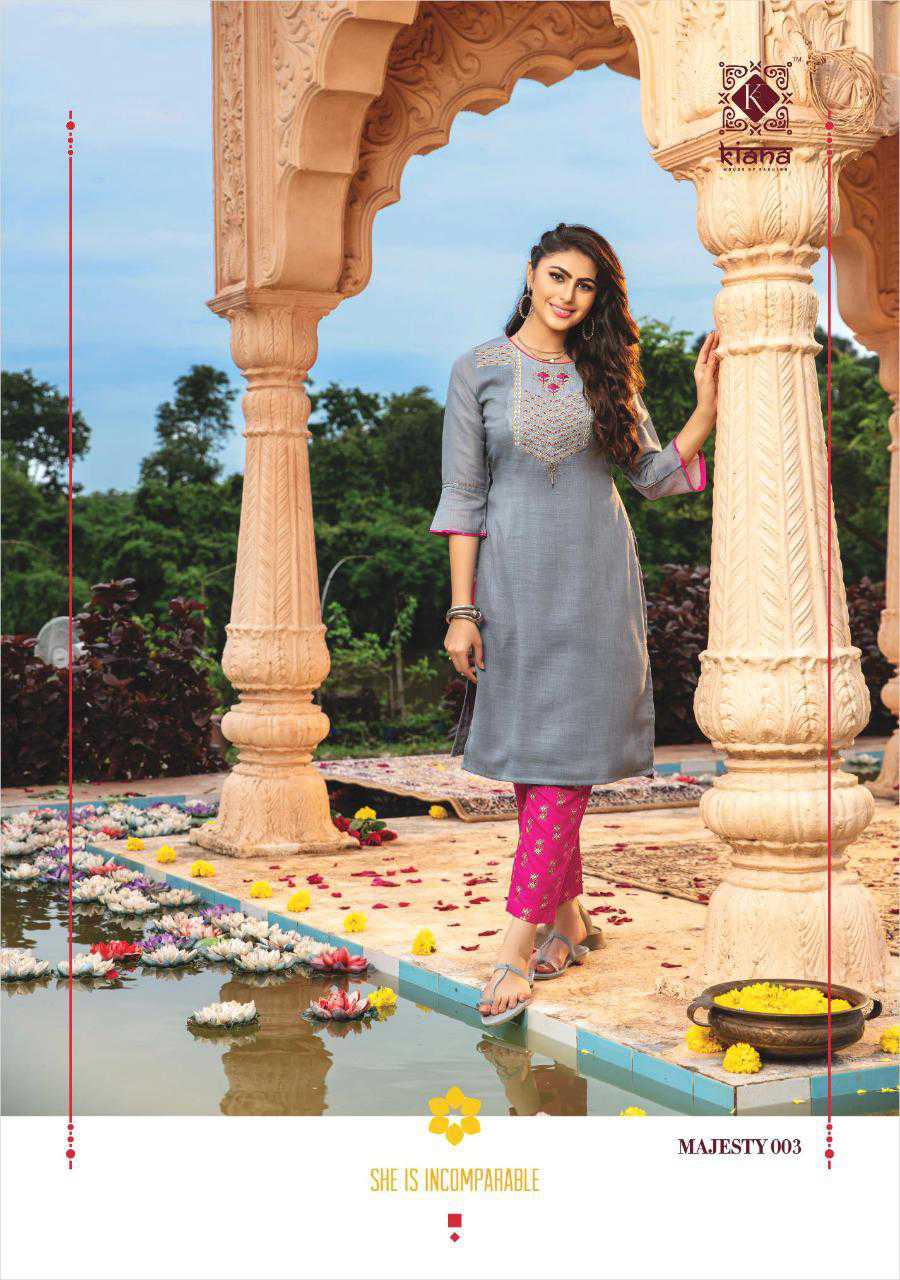 KIANA EMBRODIERD PRINT RAYON KURTI AND PANT