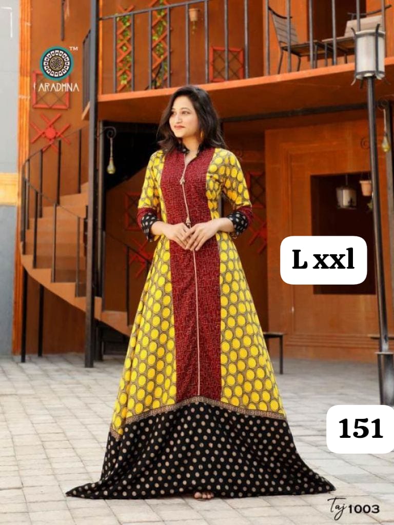 Embroidery Heavy Rayon Printed Gown