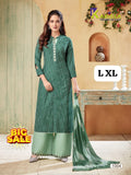 Women's Embroidered Straight Kurti with Plazzo and Dupatta Set